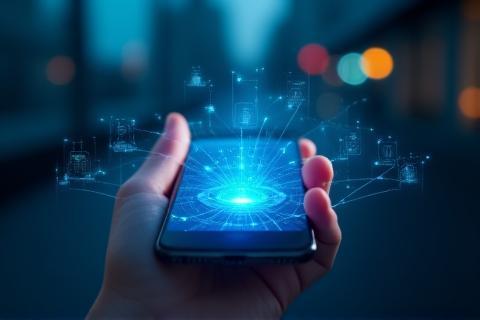 Smartphone connected to a high-speed network.